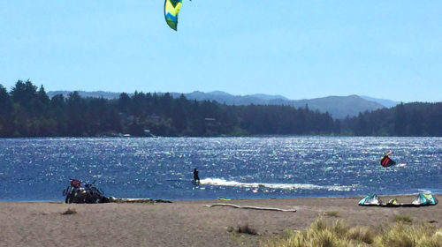 Kite boarding on Floras Lake